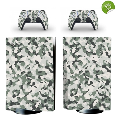 Camouflage Texture decal skin for PS5 Disc Edition Console and two Controllers