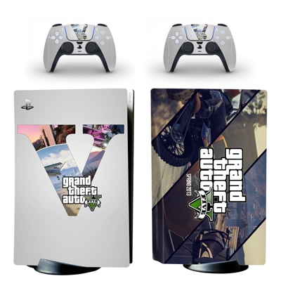 GTA 5 decal skin for PS5 Disc Edition Console and two Controllers
