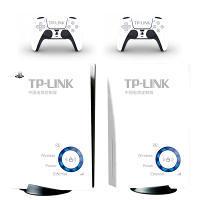 TP Link decal skin for PS5 Disc Edition Console and two Co.. TP Link decal skin for PS5 Disc Edition Console and two Co..