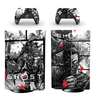 Ghost of Tsushima decal skin for PS5 Disc Edition Console and two Controllers