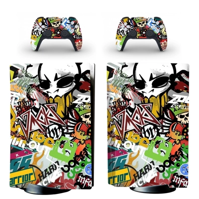 Graffiti decal skin for PS5 Disc Edition Console and two C.. Graffiti decal skin for PS5 Disc Edition Console and two C..