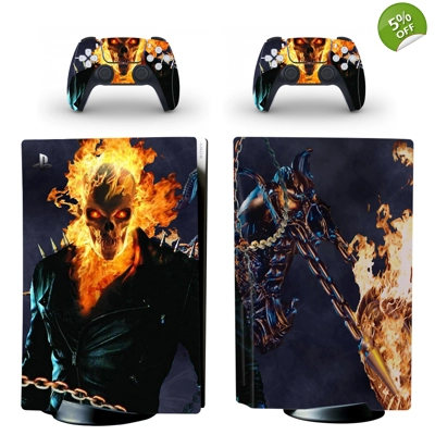 Ghost Rider decal skin for PS5 Disc Edition Console and two Controllers