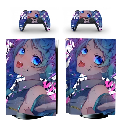 Anime Hatsune Miku decal skin for PS5 Disc Edition Console.. Anime Hatsune Miku decal skin for PS5 Disc Edition Console..