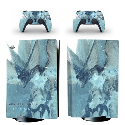 Monster Hunter World Iceborne decal skin for PS5 Disc Edition Console and two Controllers