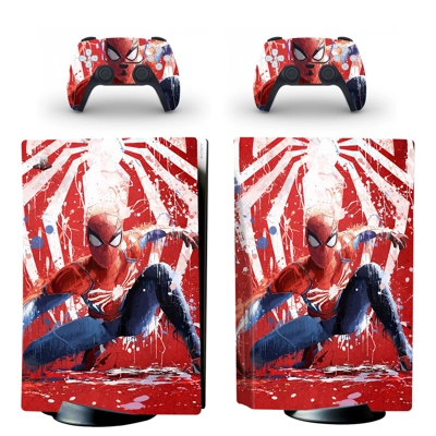 Spiderman decal skin for PS5 Disc Edition Console and two .. Spiderman decal skin for PS5 Disc Edition Console and two ..