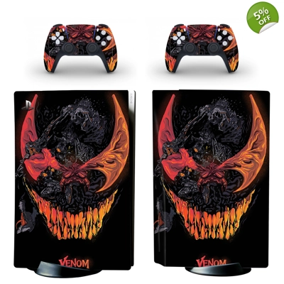Venom decal skin for PS5 Disc Edition Console and two Controllers