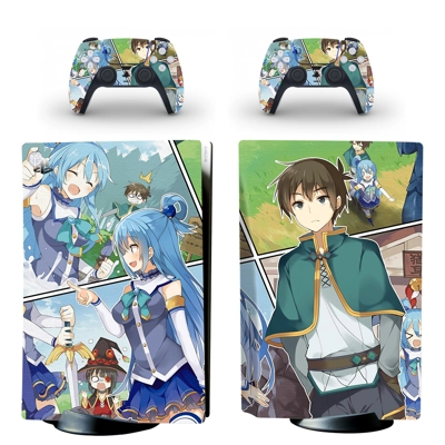 Anime Girl decal skin for PS5 Disc Edition Console and two Controllers