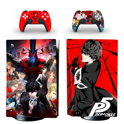 Persona 5 decal skin for PS5 Disc Edition Console and two Controllers