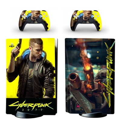 Cyberpunk 2077 decal skin for PS5 Disc Edition Console and two Controllers