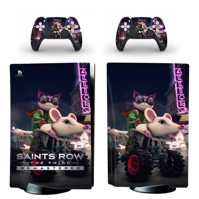Saints Row 3 decal skin for PS5 Disc Edition Console and two Controllers