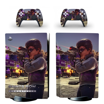 Saints Row 3 decal skin for PS5 Disc Edition Console and two Controllers