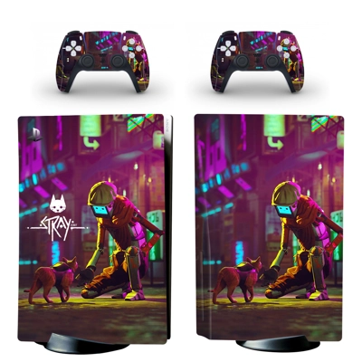 Stray decal skin for PS5 Disc Edition Console and two Cont.. Stray decal skin for PS5 Disc Edition Console and two Cont..