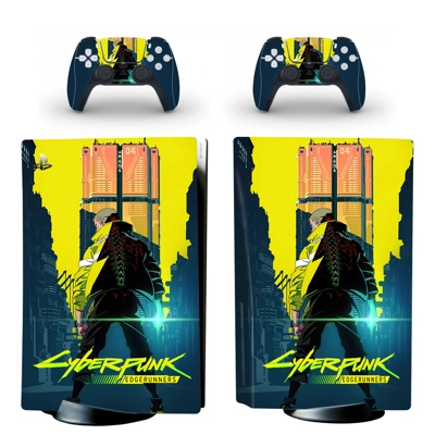 Cyberpunk Edgewalker decal skin for PS5 Disc Edition Console and two Controllers