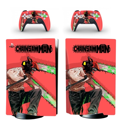 Chainsaw Man decal skin for PS5 Disc Edition Console and two Controllers