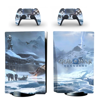 God of War Ragnarok decal skin for PS5 Disc Edition Console and two Controllers