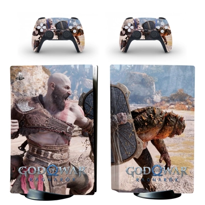 God of War Ragnarok decal skin for PS5 Disc Edition Console and two Controllers