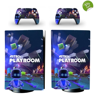 Astro's Playroom decal skin for PS5 Disc Edition Console and two Controllers