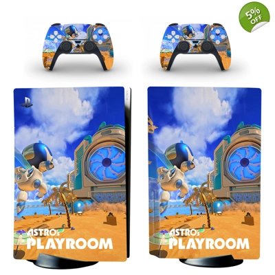 Astro's Playroom decal skin for PS5 Disc Edition Console and two Controllers