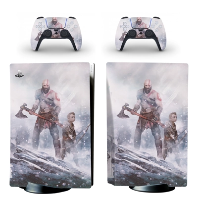 God of War decal skin for PS5 Disc Edition Console and two.. God of War decal skin for PS5 Disc Edition Console and two..
