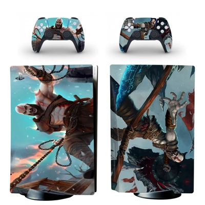 God of War decal skin for PS5 Disc Edition Console and two.. God of War decal skin for PS5 Disc Edition Console and two..