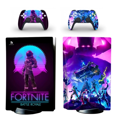 Fortnite Battle Royale decal skin for PS5 Disc Edition Console and two Controllers