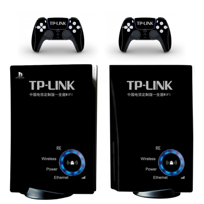 Tp Link decal skin for PS5 Disc Edition Console and two Co.. Tp Link decal skin for PS5 Disc Edition Console and two Co..