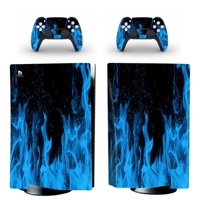 Fire Flame decal skin for PS5 Disc Edition Console and two Controllers