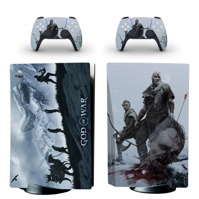 God of War decal skin for PS5 Disc Edition Console and two.. God of War decal skin for PS5 Disc Edition Console and two..
