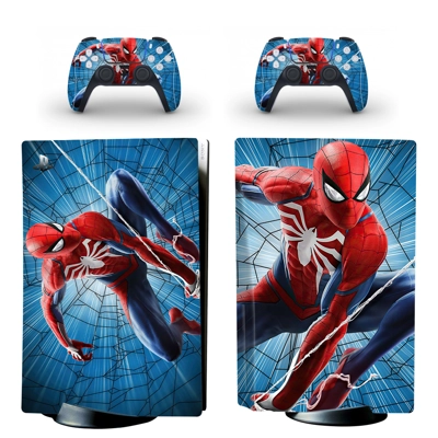 Spiderman decal skin for PS5 Disc Edition Console and two .. Spiderman decal skin for PS5 Disc Edition Console and two ..