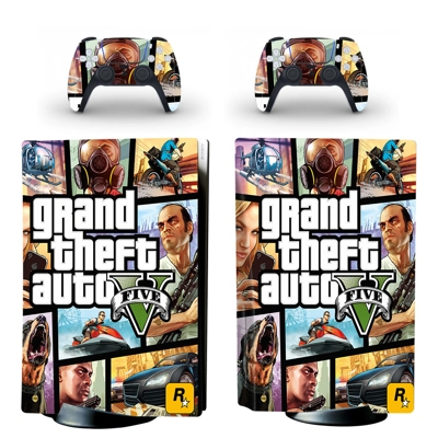 Grand Theft Auto 5 decal skin for PS5 Disc Edition Console and two Controllers