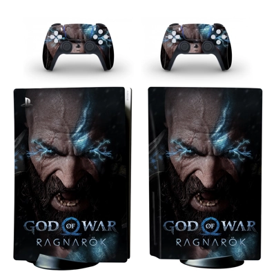 God of War Ragnarok decal skin for PS5 Disc Edition Console and two Controllers