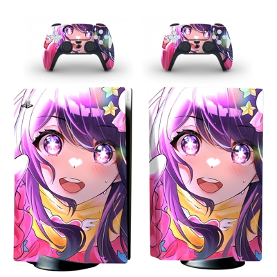 Anime Cute Girl decal skin for PS5 Disc Edition Console and two Controllers
