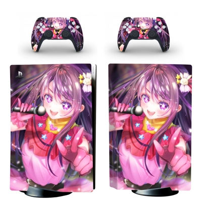Anime Cute Girl decal skin for PS5 Disc Edition Console and two Controllers