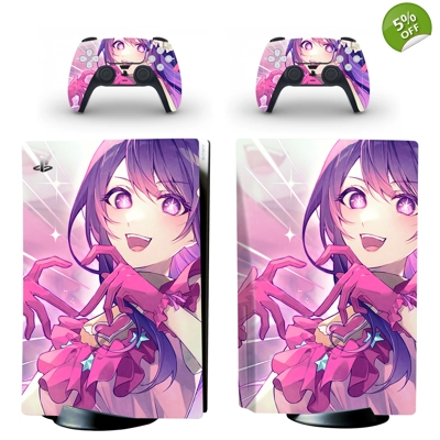 Anime Cute Girl decal skin for PS5 Disc Edition Console and two Controllers