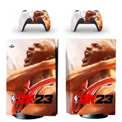 NBA 2K23 decal skin for PS5 Disc Edition Console and two C.. NBA 2K23 decal skin for PS5 Disc Edition Console and two C..