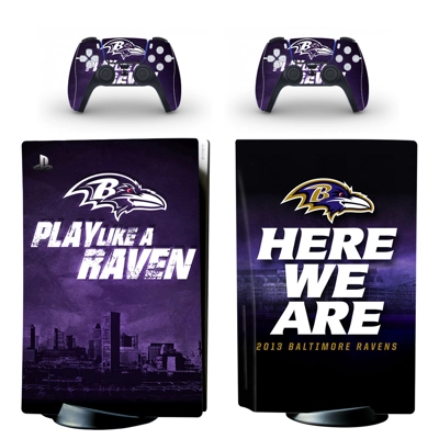 Baltimore Ravens decal skin for PS5 Disc Edition Console and two Controllers