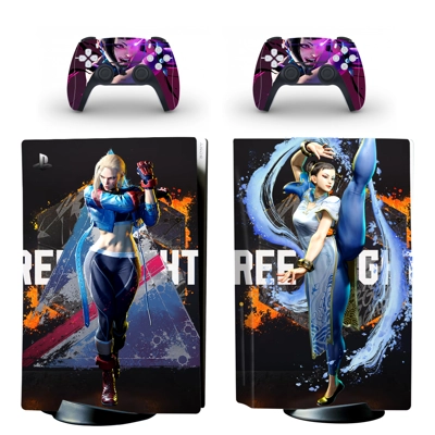 Street Fighter 6 decal skin for PS5 Disc Edition Console and two Controllers