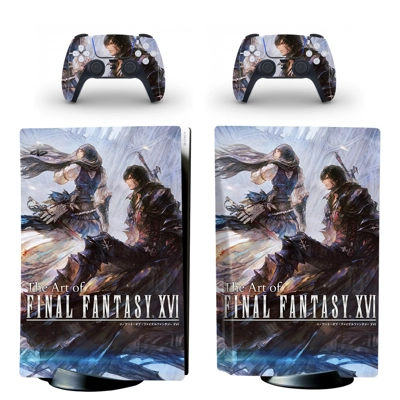 Final Fantasy 16 decal skin for PS5 Disc Edition Console and two Controllers