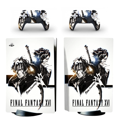 Final Fantasy 16 decal skin for PS5 Disc Edition Console and two Controllers