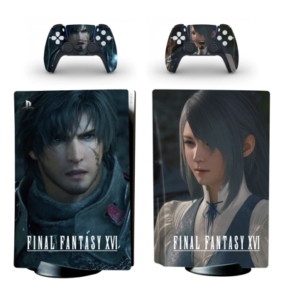 Final Fantasy 16 decal skin for PS5 Disc Edition Console and two Controllers
