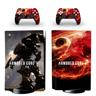 Armored Core 6 decal skin for PS5 Disc Edition Console and two Controllers