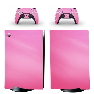 Pink gradient decal skin for PS5 Digital Console and two Controllers