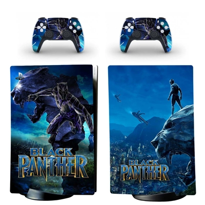 Black Panther decal skin for PS5 Digital Console and two C.. Black Panther decal skin for PS5 Digital Console and two C..