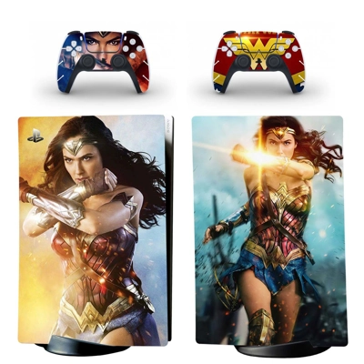 Wonder Woman decal skin for PS5 Digital Console and two Co.. Wonder Woman decal skin for PS5 Digital Console and two Co..