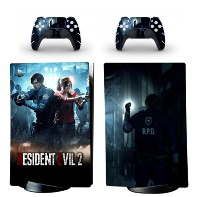 Resident Evil 2 decal skin for PS5 Digital Console and two Controllers
