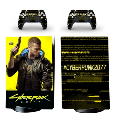 Cyberpunk 2077 decal skin for PS5 Digital Console and two .. Cyberpunk 2077 decal skin for PS5 Digital Console and two ..