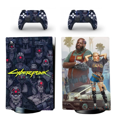 Cyberpunk 2077 decal skin for PS5 Digital Console and two Controllers