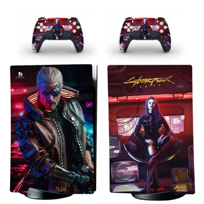 Cyberpunk 2077 decal skin for PS5 Digital Console and two .. Cyberpunk 2077 decal skin for PS5 Digital Console and two ..
