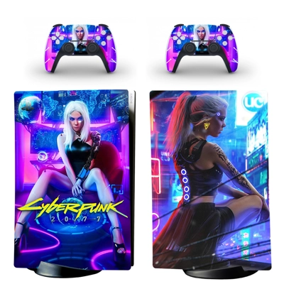Cyberpunk 2077 decal skin for PS5 Digital Console and two .. Cyberpunk 2077 decal skin for PS5 Digital Console and two ..