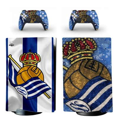 Real Sociedad FS decal skin for PS5 Digital Console and two Controllers